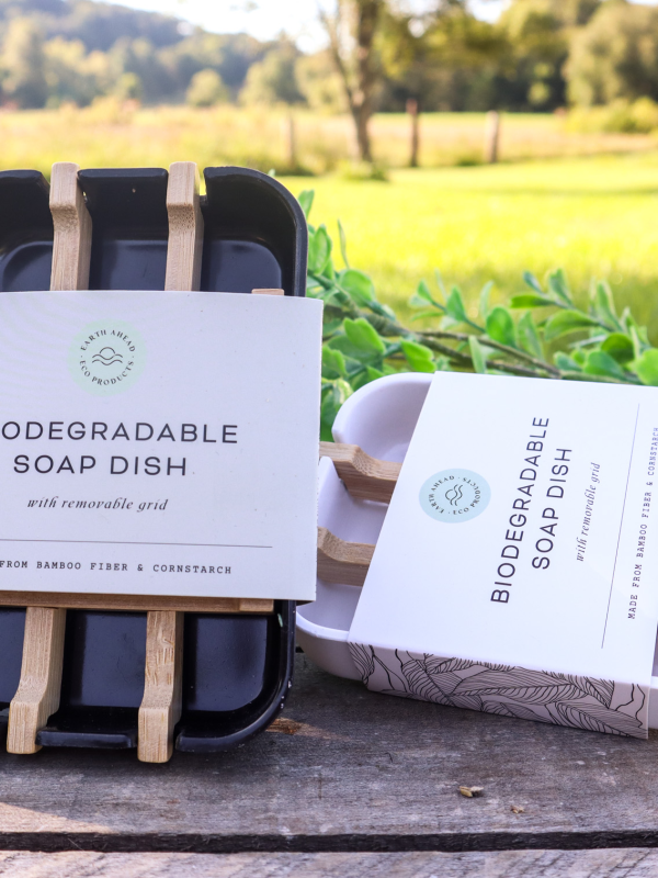 black and white soap dish