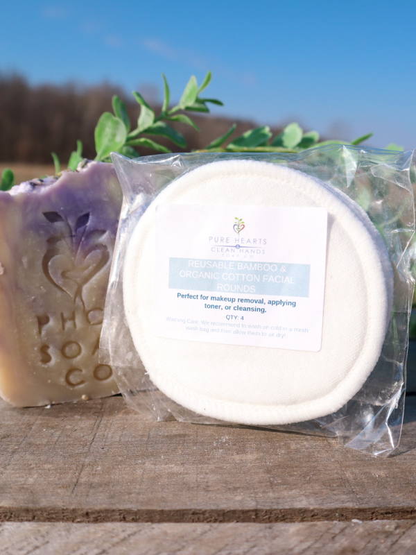 Reusable Organic Cotton and Bamboo Facial Rounds 4 pack