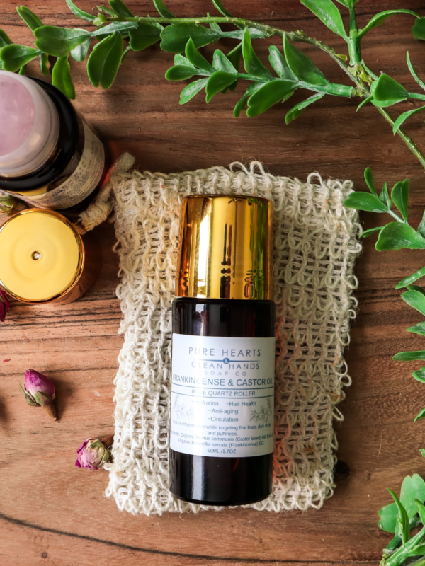 Frankincense & Castor Oil Rose Quartz Roller