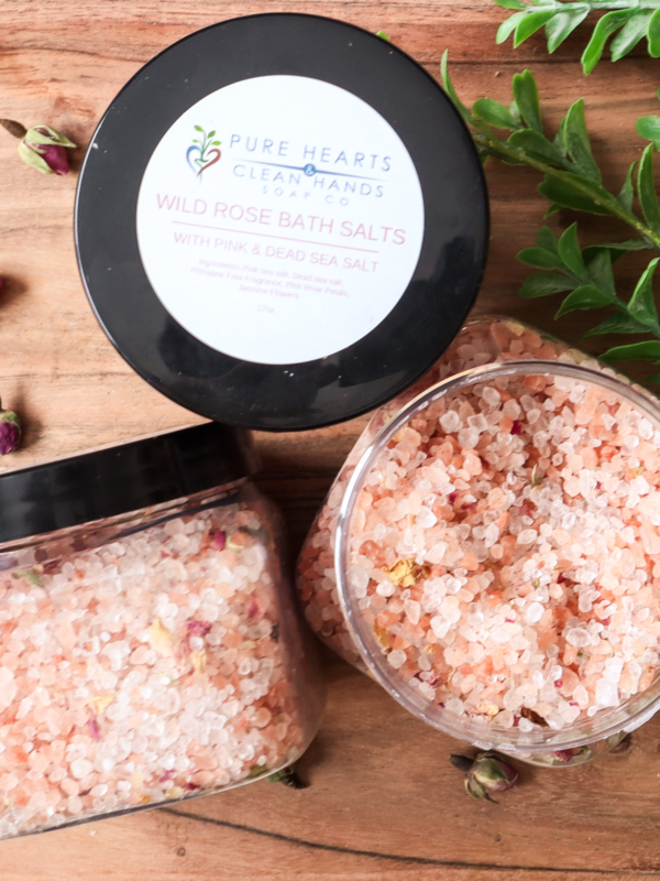 Wild rose bath salts, pink bath salts