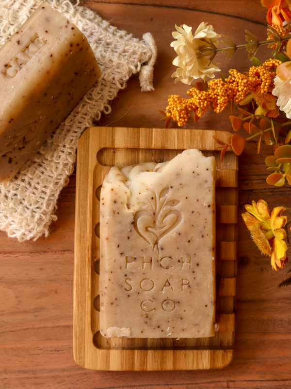 Coffee Cake soap with fall flowers