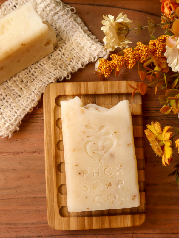 Oat and lavender soap with fall flowers