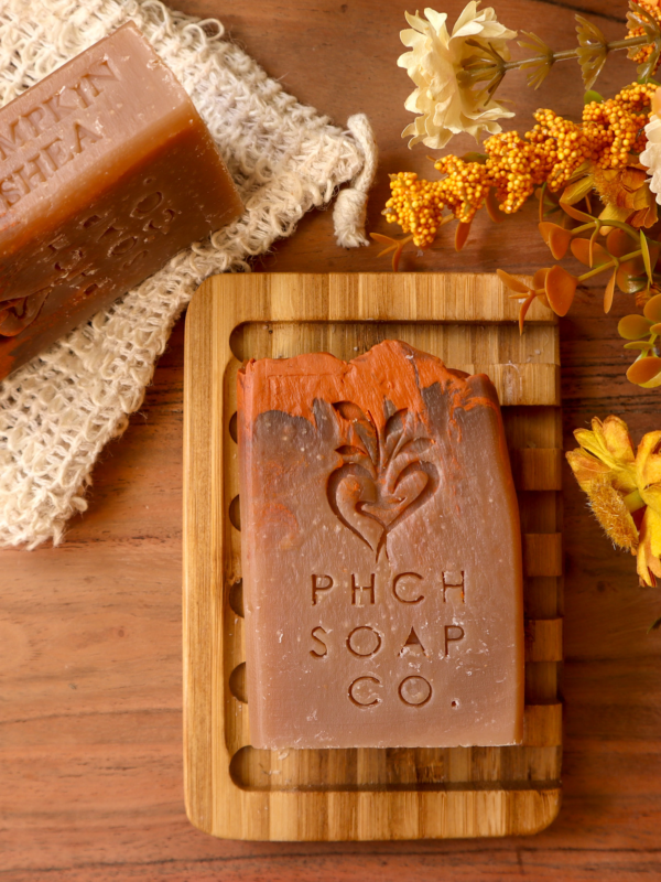 pumpkin Shea soap with fall flowers
